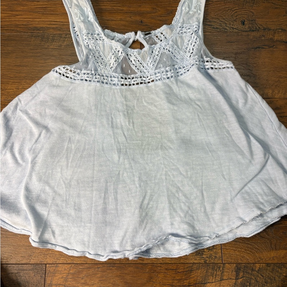 Free People Sky Blue Lace Tank Top open back medium